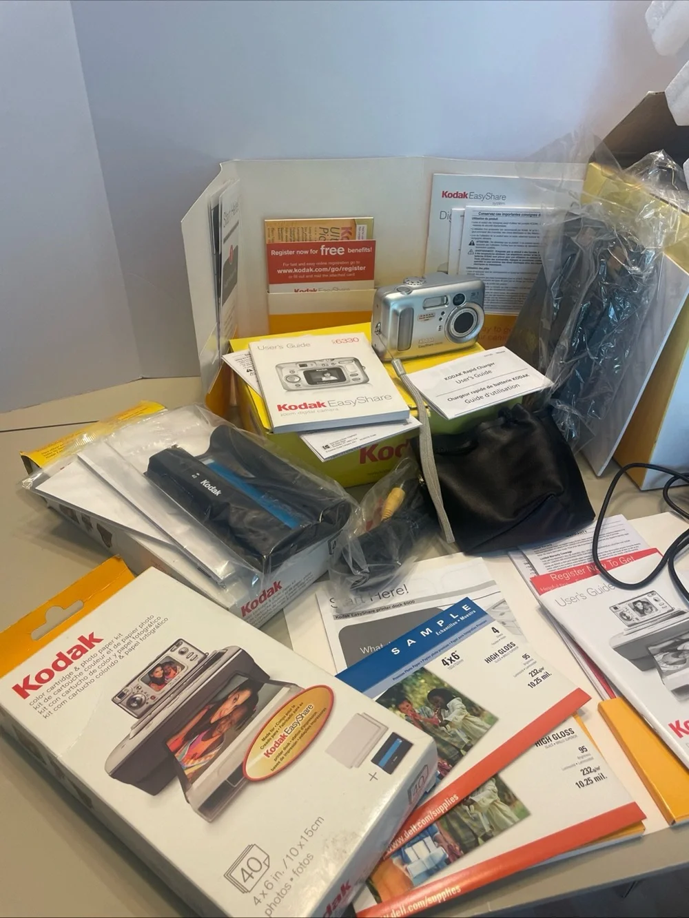 Kodak Easy Share CX6330 Camera. New Printer Doc 6000. Vintage. Photo Paper. Lot.